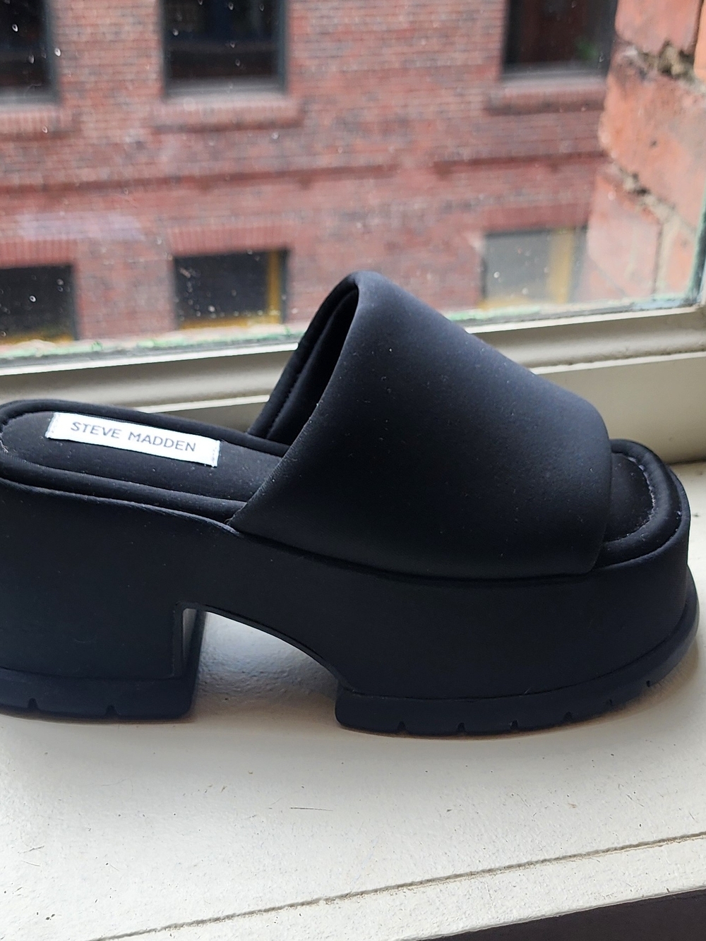 Steve Madden Women's Black Platform Slide Sandal